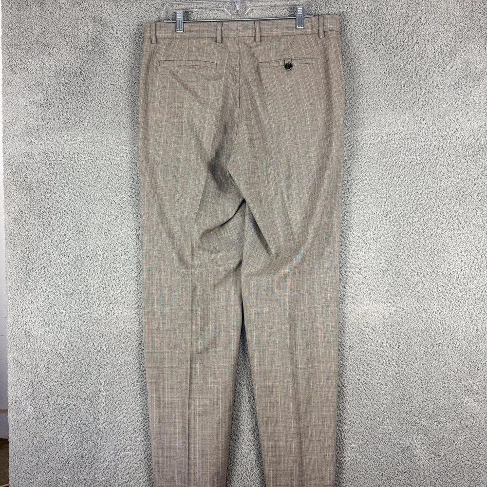 Banana Republic Dress Pants Mens 34 Gray Plaid Flat Front Business‎ Office 36x32